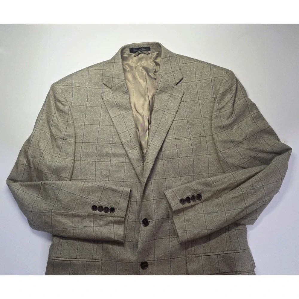 Lauren Ralph Lauren Mens‎ Size 40R Silk Blend Brown Check Blazer